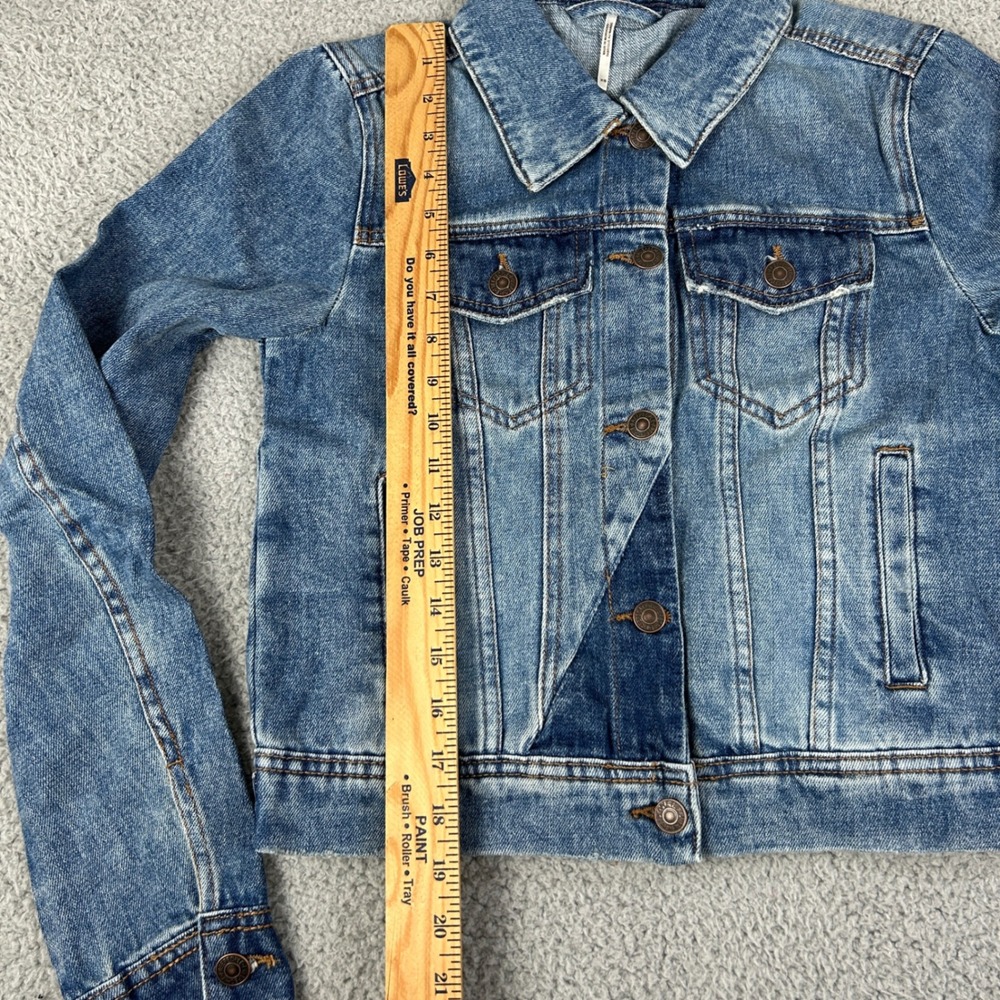Free People Denim Jacket Women XS Blue Patchwork Cropped OB809197 - Picture 5 of 9